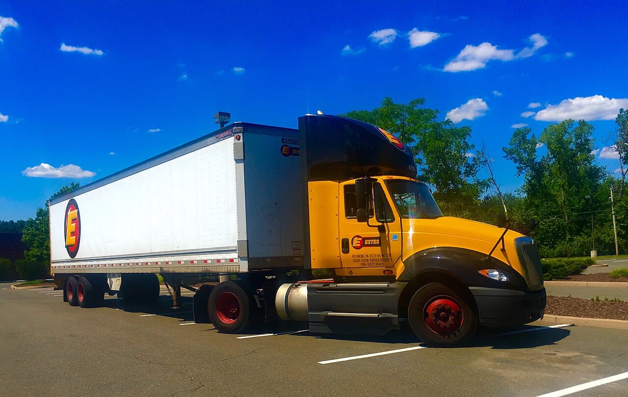 Freight truck parked in a lot